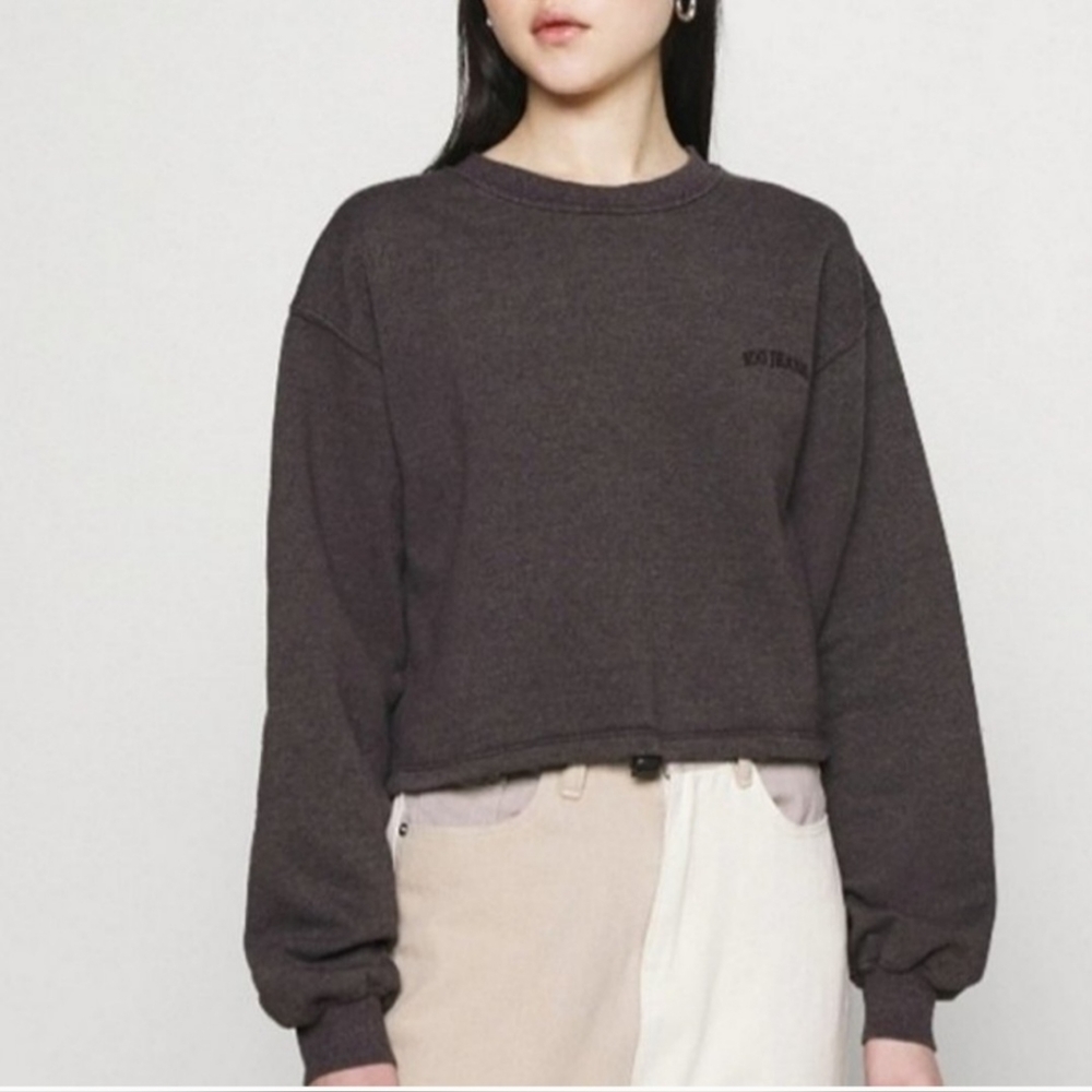 BDG Charcoal Cropped Crewneck Sweatshirt
